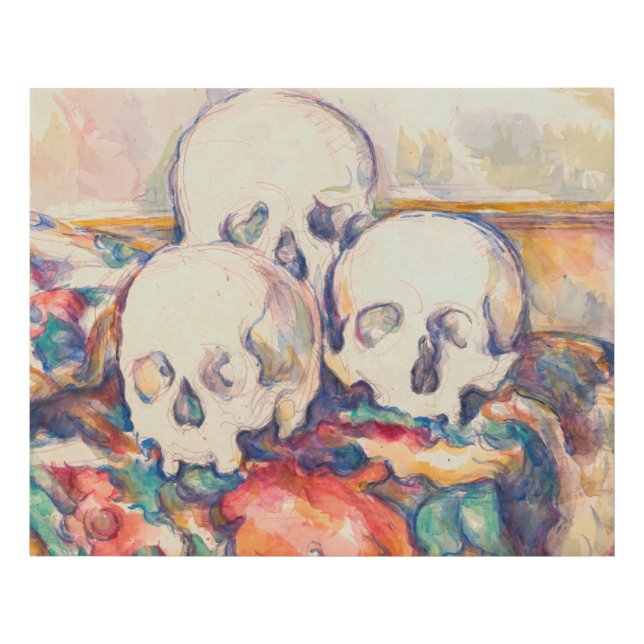 Paul Cezanne - The Three Skull Watercolor Faux Canvas Print (Front)