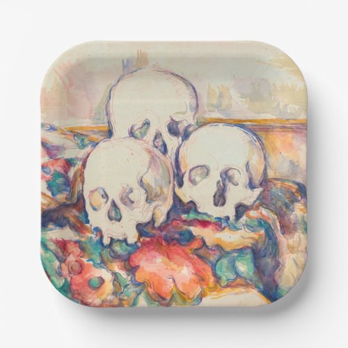 Paul Cezanne _ The Three Skull Watercolor Paper Plates