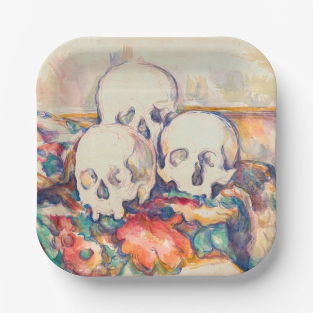 Paul Cezanne - The Three Skull Watercolor Paper Plates (Front)