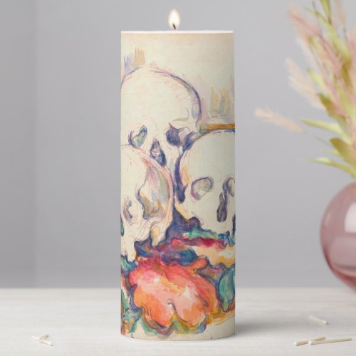 Paul Cezanne _ The Three Skull Watercolor Pillar Candle