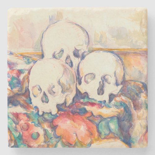 Paul Cezanne _ The Three Skull Watercolor Stone Coaster
