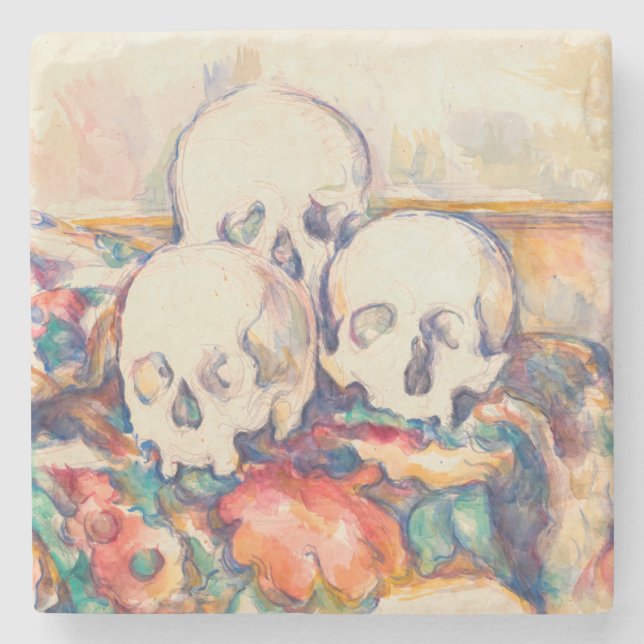 Paul Cezanne - The Three Skull Watercolor Stone Coaster (Front)
