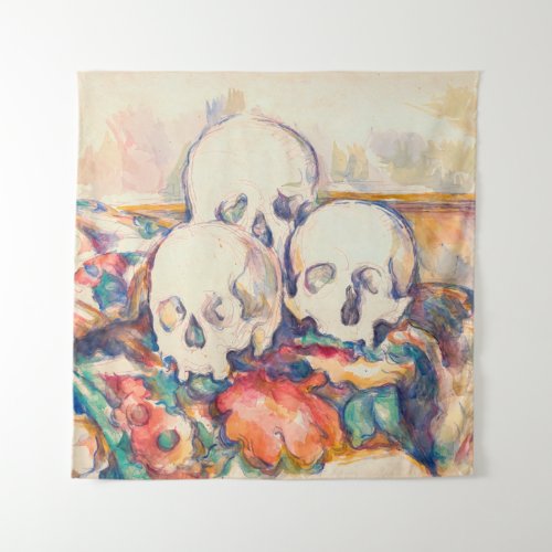 Paul Cezanne _ The Three Skull Watercolor Tapestry