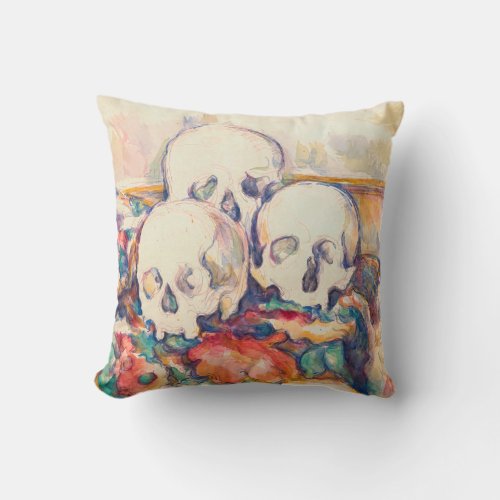 Paul Cezanne _ The Three Skull Watercolor Throw Pillow