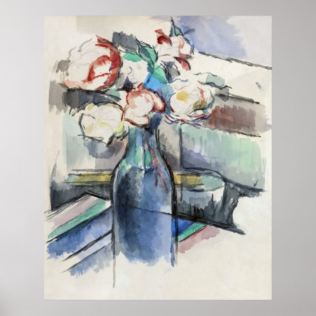 Paul Cézanne's Roses in a Bottle (1900-1904)  Poster (Front)