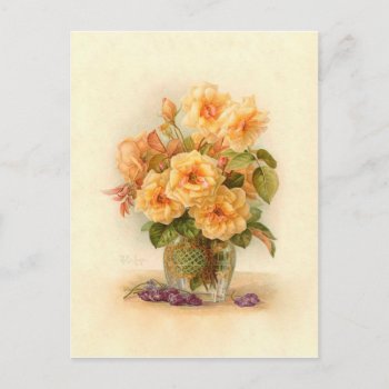 Paul De Longpre Victorian Flower Roses Bouquet Postcard by SimpleElegance at Zazzle