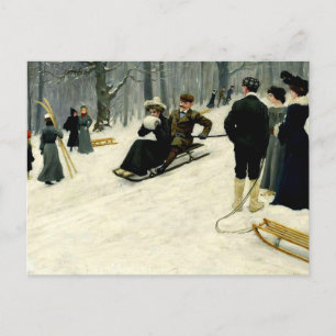 Paul Fischer - Snow Sled Ride in Sondermarken, Postcard