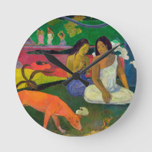 Paul Gauguin   Arearea (The Red Dog), 1892 Round Clock