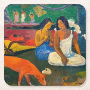 Paul Gauguin - Arearea / The Red Dog Square Paper Coaster