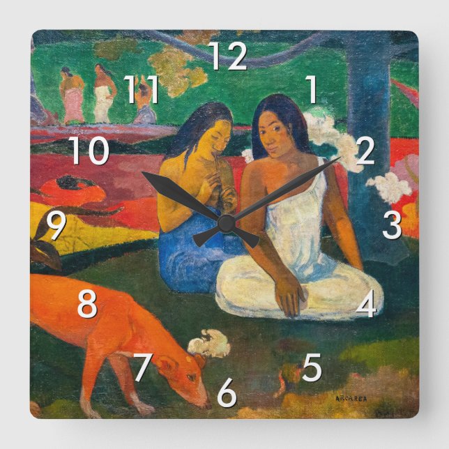 Paul Gauguin - Arearea / The Red Dog Square Wall Clock (Front)