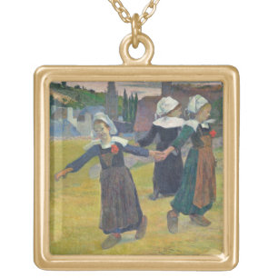 Paul Gauguin   Breton Girls Dancing, Pont-Aven, 18 Gold Plated Necklace
