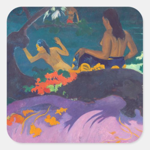 Paul Gauguin _ By the Sea  Fatata te Miti Square Sticker