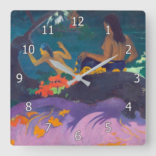Paul Gauguin _ By the Sea  Fatata te Miti Square Wall Clock