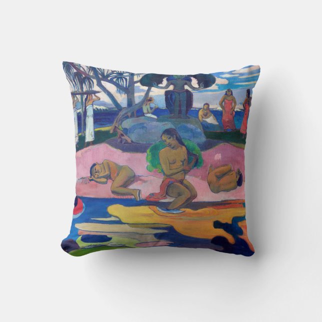 Paul Gauguin - Day of the God / Mahana no atua Throw Pillow (Front)