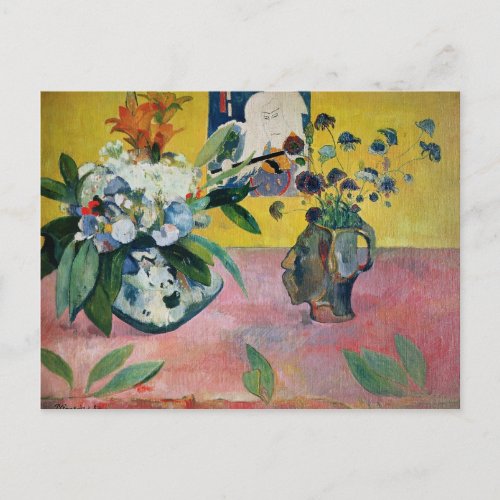Paul Gauguin  Flowers and a Japanese Print 1889 Postcard