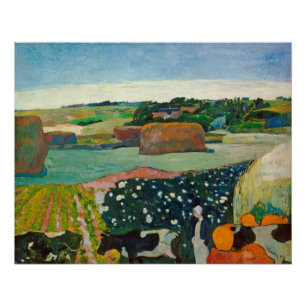 Paul Gauguin   Haystacks in Brittany, 1890 (oil on Poster