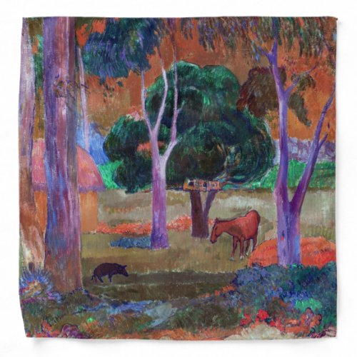 Paul Gauguin _ Landscape with a Pig and a Horse Bandana