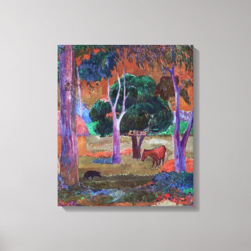 Paul Gauguin _ Landscape with a Pig and a Horse Canvas Print