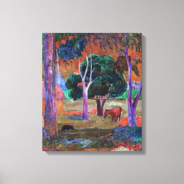 Paul Gauguin - Landscape with a Pig and a Horse Canvas Print (Front)