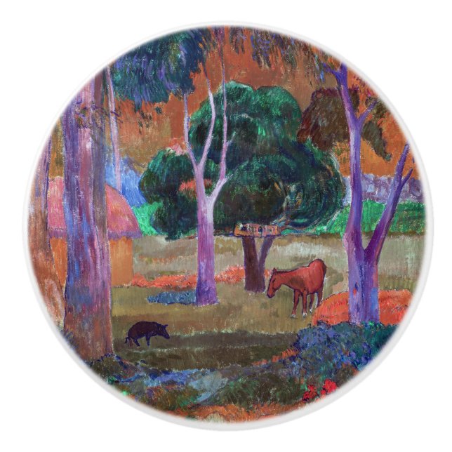 Paul Gauguin - Landscape with a Pig and a Horse Ceramic Knob (Front)