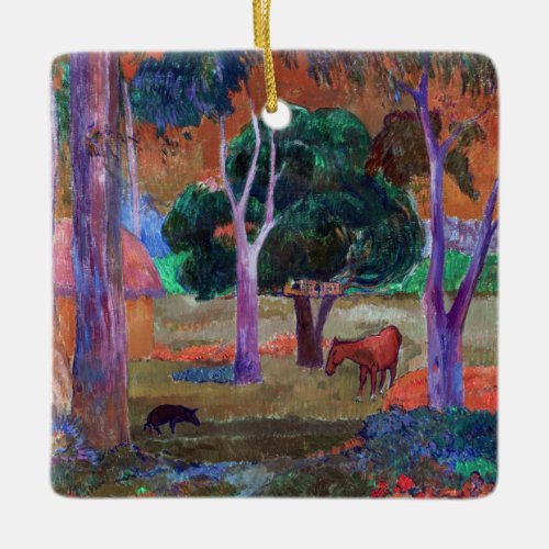 Paul Gauguin _ Landscape with a Pig and a Horse Ceramic Ornament