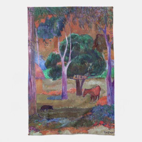 Paul Gauguin _ Landscape with a Pig and a Horse Kitchen Towel