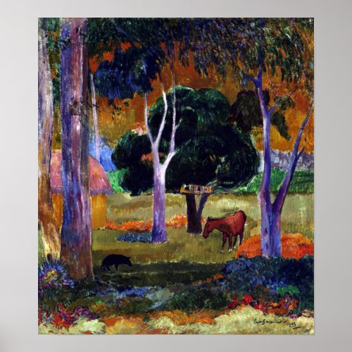 Paul Gauguin Landscape with a Pig and a Horse Poster