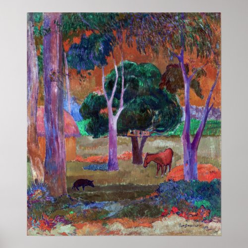 Paul Gauguin _ Landscape with a Pig and a Horse Poster
