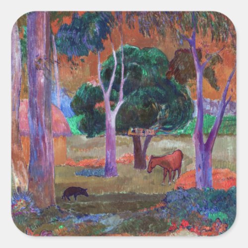 Paul Gauguin _ Landscape with a Pig and a Horse Square Sticker