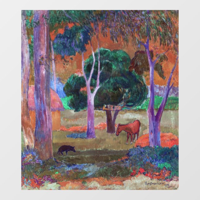 Paul Gauguin - Landscape with a Pig and a Horse Window Cling (Sheet)