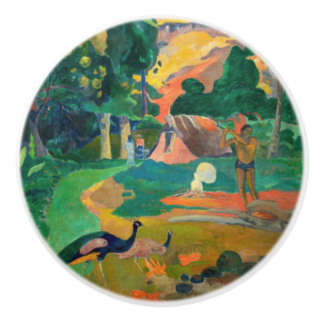 Paul Gauguin - Landscape with Peacocks / Matamoe Ceramic Knob (Front)