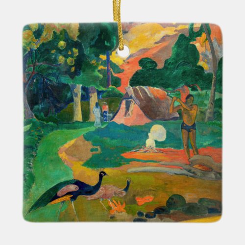 Paul Gauguin _ Landscape with Peacocks  Matamoe Ceramic Ornament
