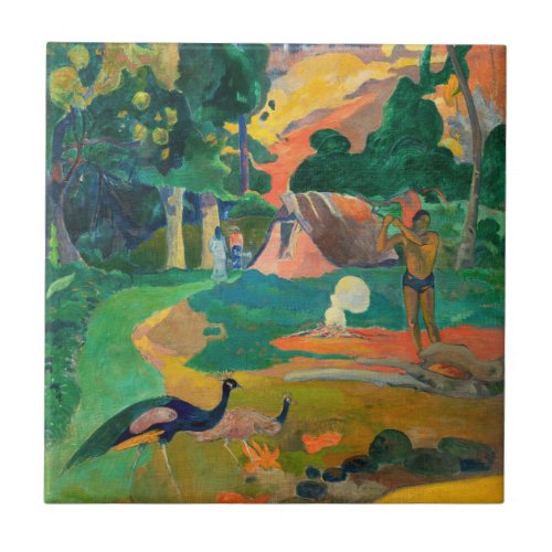 Paul Gauguin _ Landscape with Peacocks  Matamoe Ceramic Tile