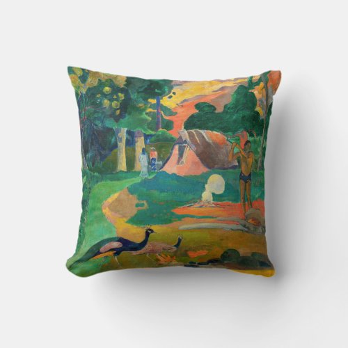 Paul Gauguin _ Landscape with Peacocks  Matamoe Throw Pillow