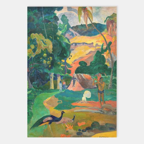 Paul Gauguin _ Landscape with Peacocks  Matamoe Wrapping Paper Sheets