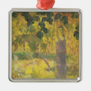 Paul Gauguin Man Picking Fruit from a Tree, 1897 Metal Ornament