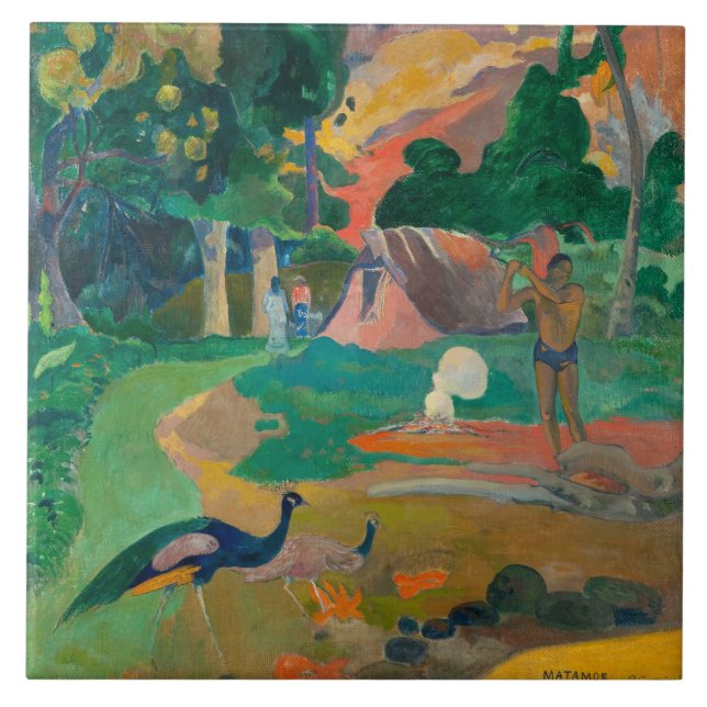 Paul Gauguin Matamoe Landscape with Peacocks Ceramic Tile (Front)