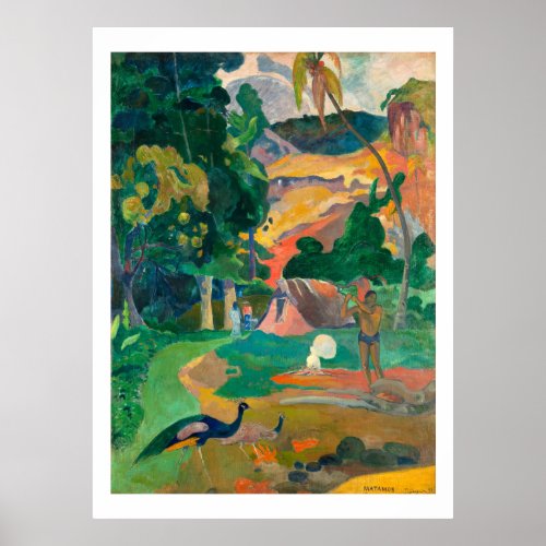 Paul Gauguin Matamoe Landscape with Peacocks Post Poster