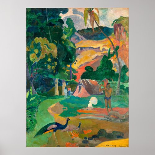 Paul Gauguin Matamoe Landscape with Peacocks Poster