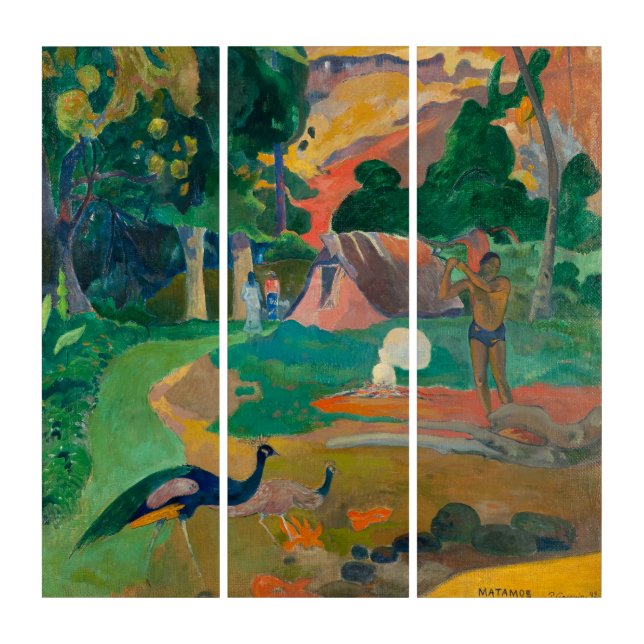 Paul Gauguin Matamoe Landscape with Peacocks Triptych (Front)