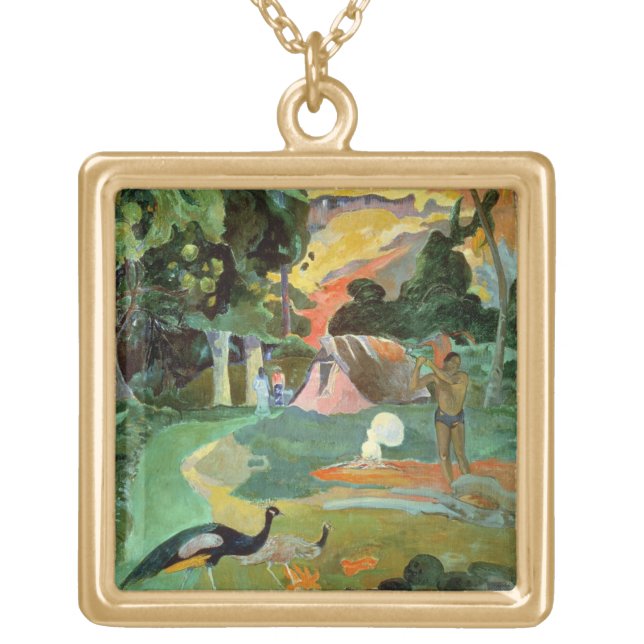 Paul Gauguin | Matamoe or, Landscape with Peacocks Gold Plated Necklace (Front)