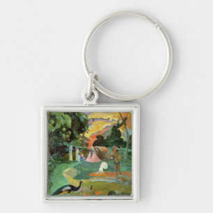 Paul Gauguin Matamoe or, Landscape with Peacocks Keychain