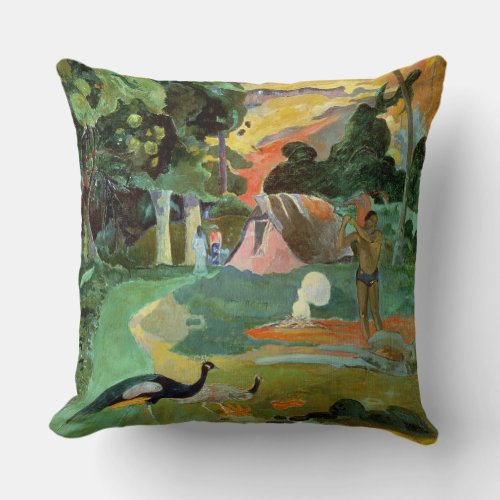 Paul Gauguin  Matamoe or Landscape with Peacocks Throw Pillow