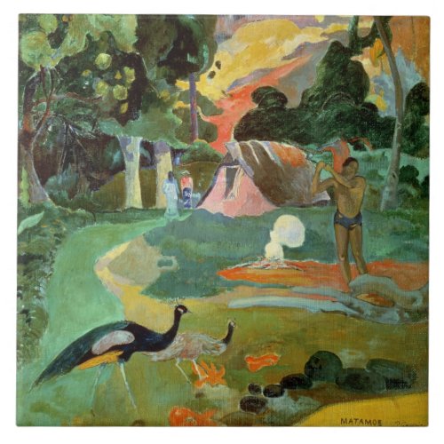 Paul Gauguin  Matamoe or Landscape with Peacocks Tile