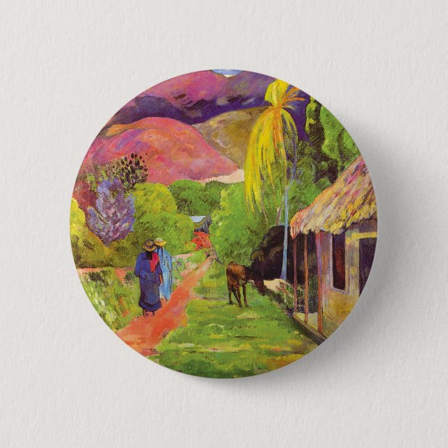 Paul Gauguin Road in Tahiti Vintage Fine Art Button (Front)