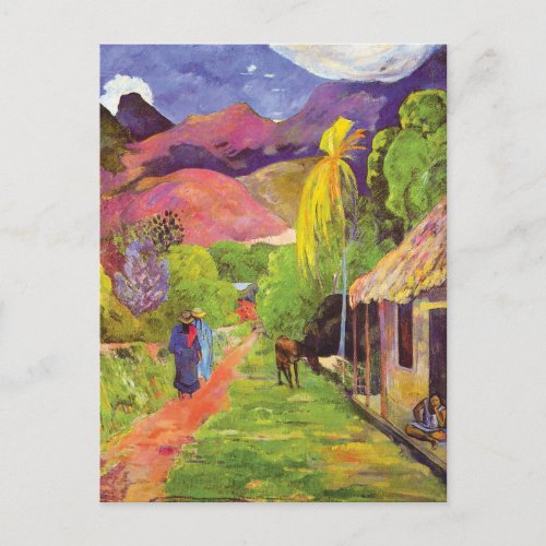 Paul Gauguin Road in Tahiti Vintage Fine Art Postcard
