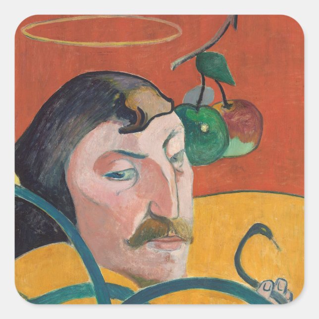 Paul Gauguin | Self-Portrait, 1889 (oil on wood) Square Sticker (Front)