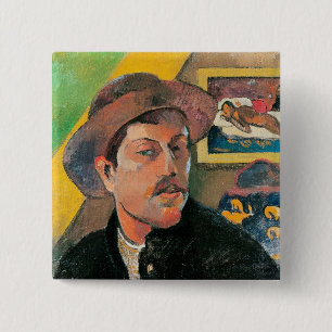 Paul Gauguin   Self Portrait in a Hat, 1893-94 Pinback Button