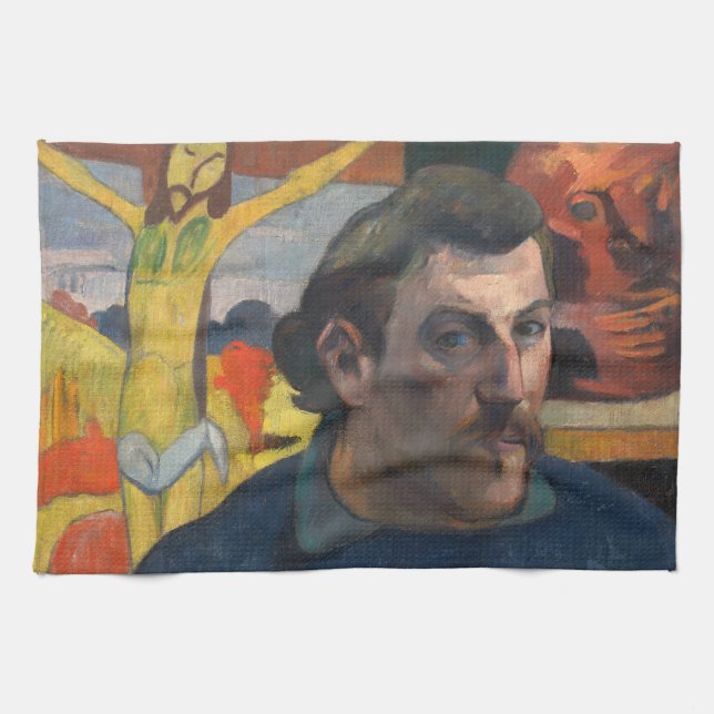 Paul Gauguin - Self-Portrait with Yellow Christ Kitchen Towel (Horizontal)