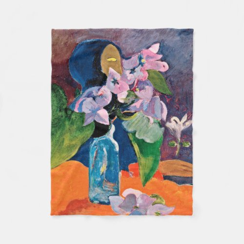 Paul Gauguin _ Still Life With Flowers And Idol C Fleece Blanket